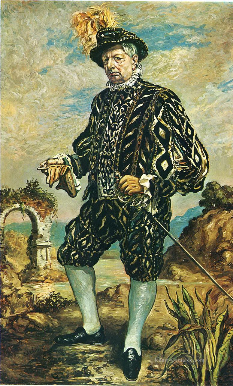 Selbstporträt in schwarzem Kostüm Giorgio de Chirico Metaphysischer Surrealismus Ölgemälde